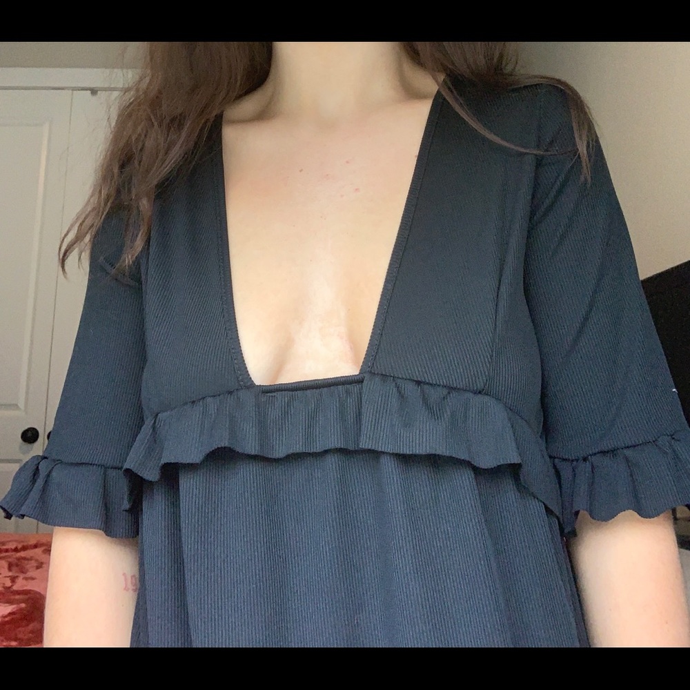 Smocked Black Mini Dress